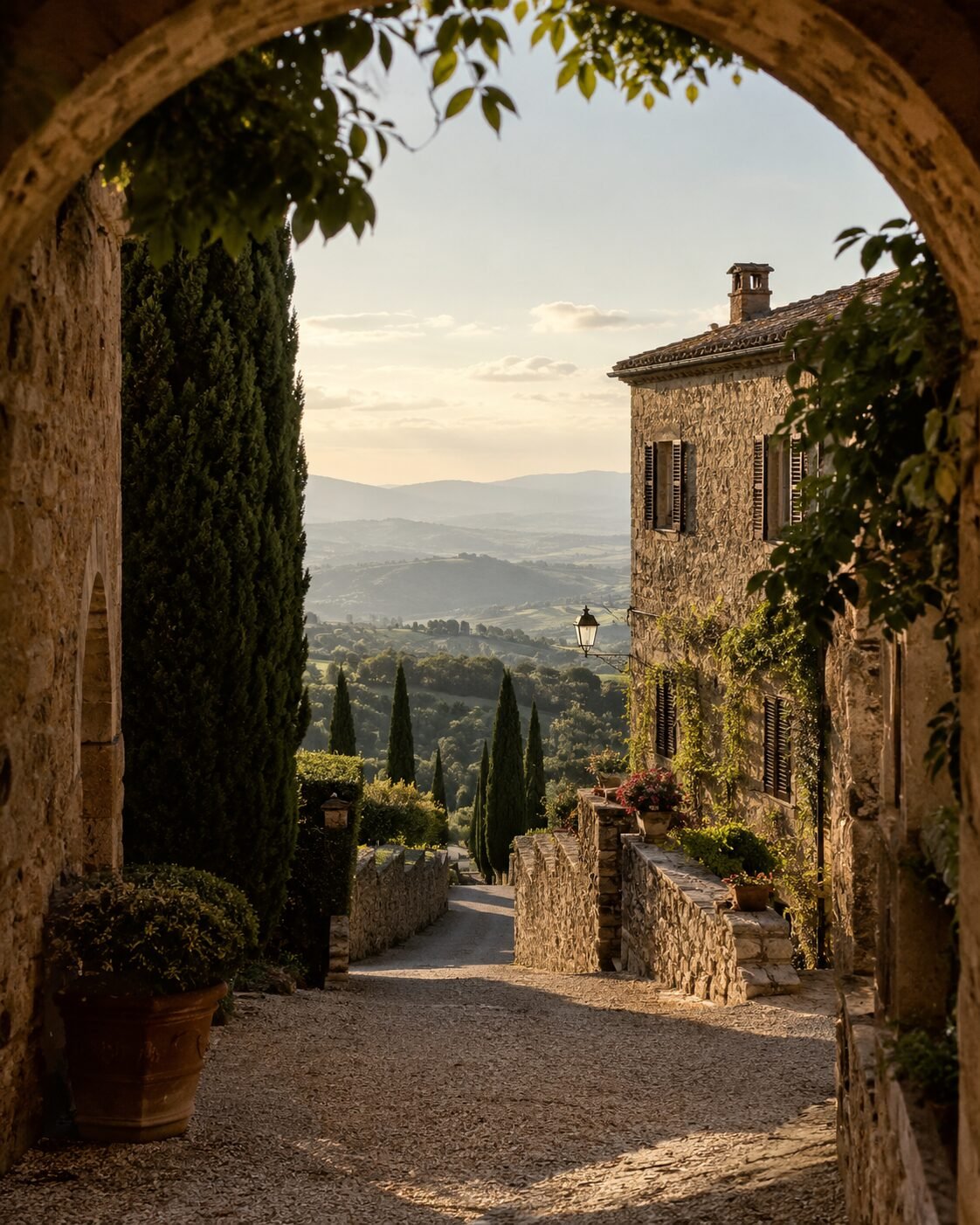 Villa entre cipreses y colinas de la Toscana en una luna de miel en Italia